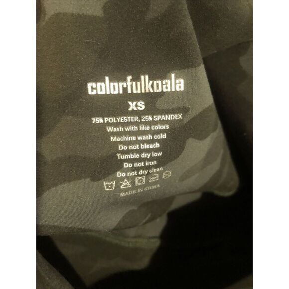 Colorfulkoala High Waisted Yoga Pants 7/8 Length Leggings‎ Pockets XS Camo Green - Picture 5 of 6
